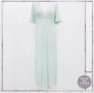 Circa 1970s Seafoam Butterfly Sleeve Nightdress