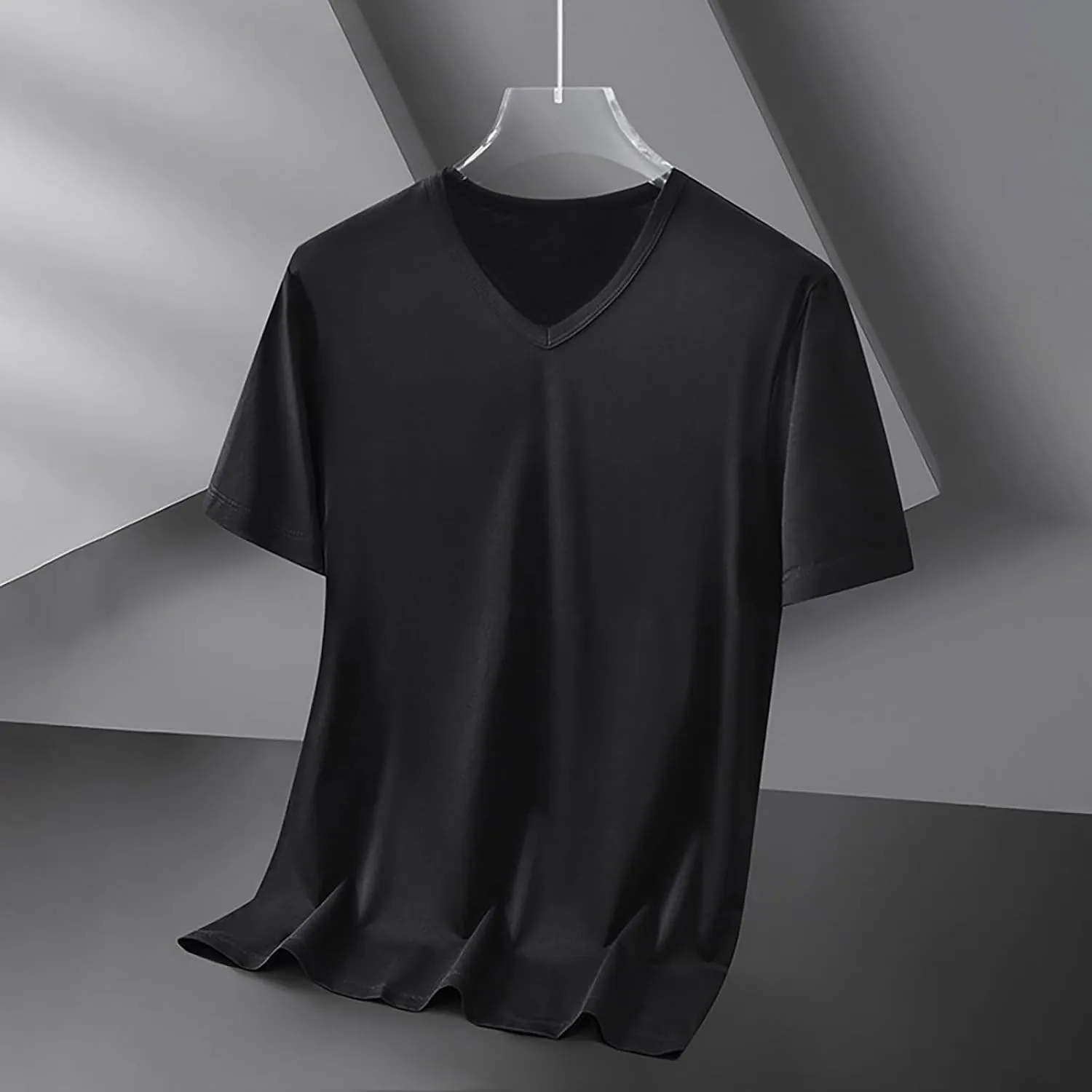 Classic Fit V Neck Cotton Shirts for Men Relaxed Fitted Summer Workout T-Shirts t Casual Athletic Activewear Tops