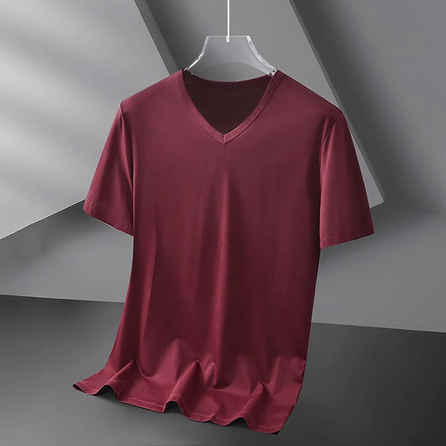Classic Fit V Neck Cotton Shirts for Men Relaxed Fitted Summer Workout T-Shirts t Casual Athletic Activewear Tops