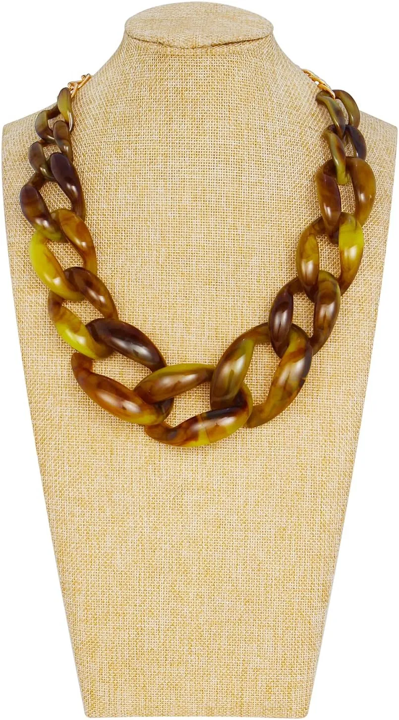 Coiris Statement Chunky Acrylic Chain Link Choker Necklace Fashion Women Collar Necklaces Acrylic Resin Chain Necklace