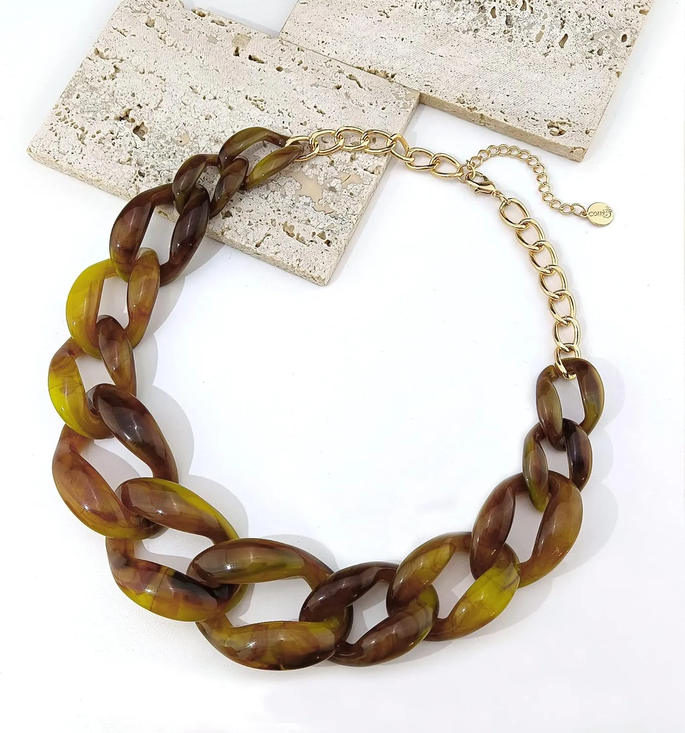 Coiris Statement Chunky Acrylic Chain Link Choker Necklace Fashion Women Collar Necklaces Acrylic Resin Chain Necklace