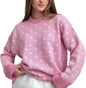 Coquette Oversized Sweaters Y2K Cute Pullover Sweaters Kawaii Graphic Crewneck Sweatshirts Thick Fall Clothes