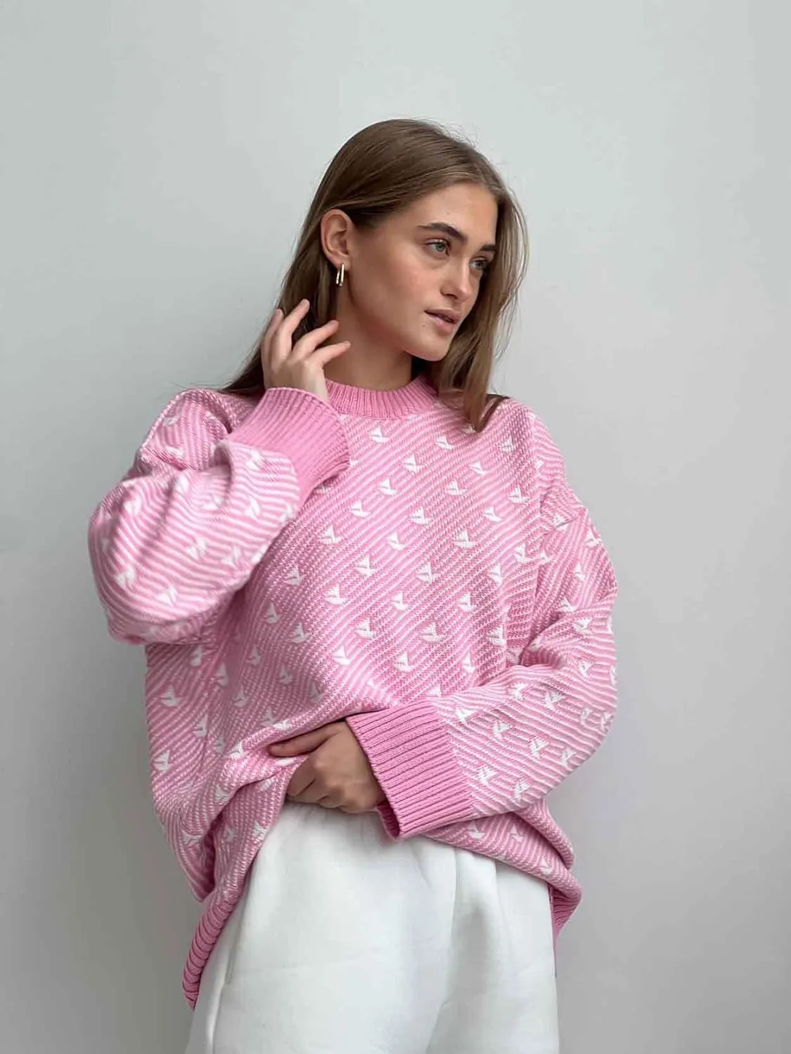 Coquette Oversized Sweaters Y2K Cute Pullover Sweaters Kawaii Graphic Crewneck Sweatshirts Thick Fall Clothes