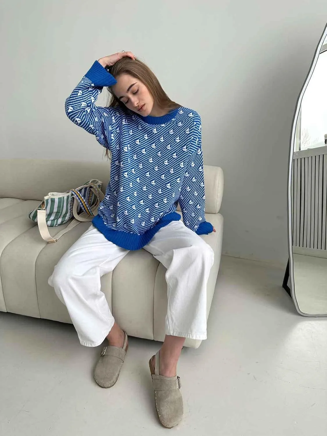 Coquette Oversized Sweaters Y2K Cute Pullover Sweaters Kawaii Graphic Crewneck Sweatshirts Thick Fall Clothes
