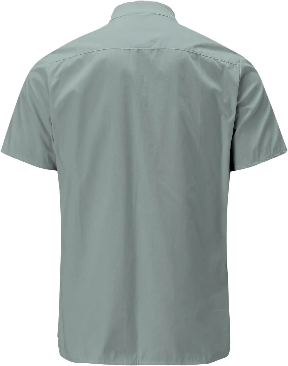 Cotton Linen Henley Shirts for Men Solid Short Sleeve Band Collar Shirt with Pocket Casual Summer Beach Tshirts