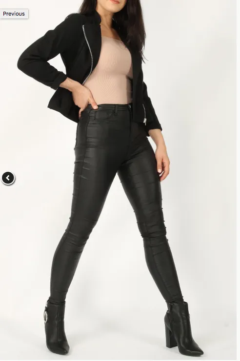 Crepe Biker Jacket  Black