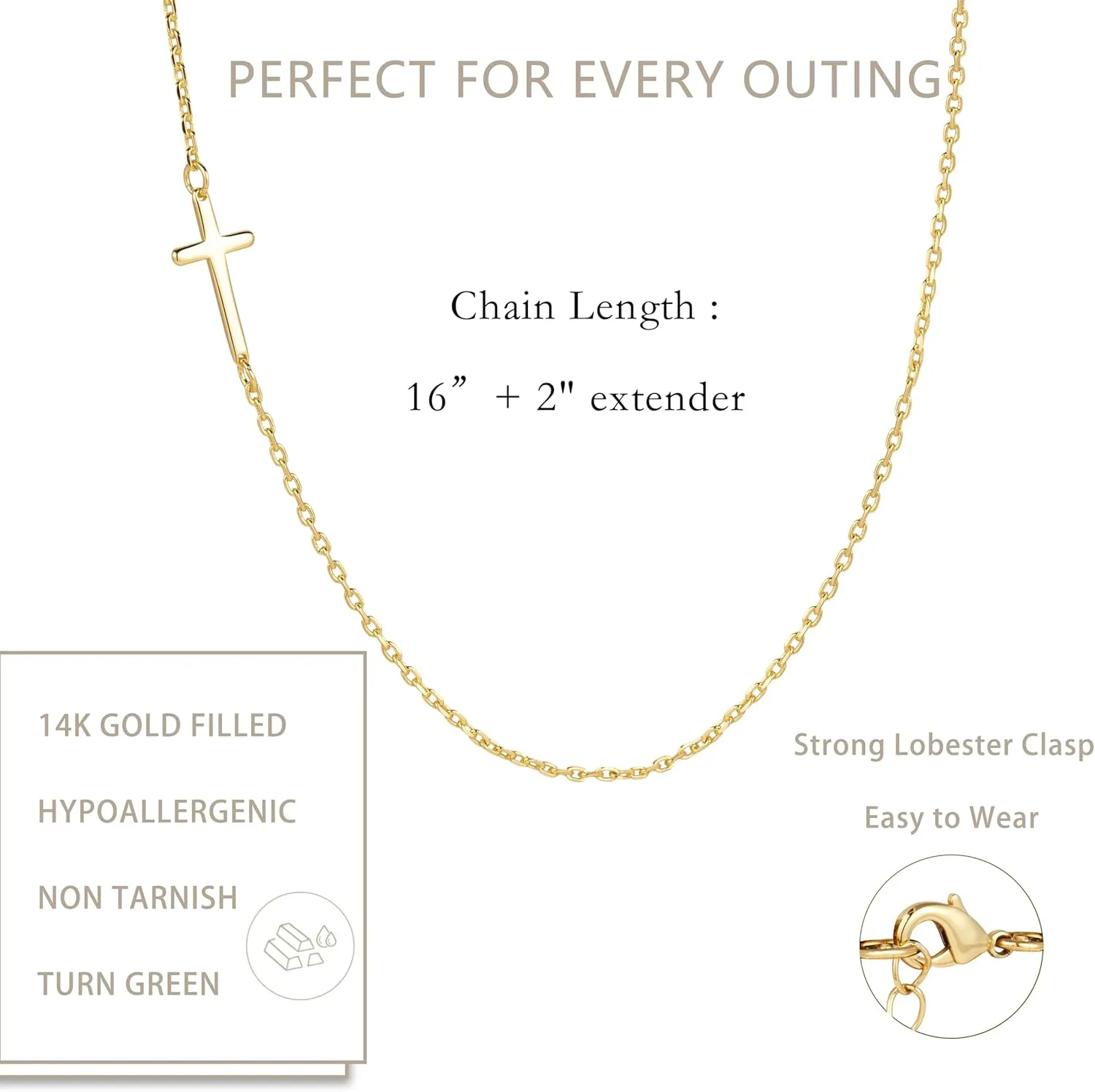Cross Necklace for Women,14K Gold Plated Dainty Small Cross Pendant Necklace,Trendy Cute Easter Basket Stuffers Baptism Religious Faith Jewelry Gift