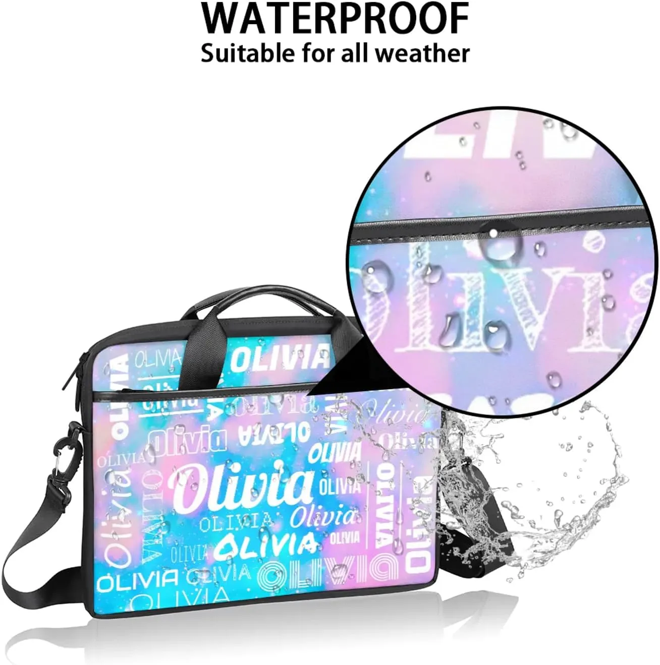 Custom Laptop Shoulder Bags with Name Personalized Laptop Bags with Multi-Pockets