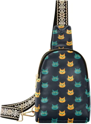 Cute Cat Sling Bag for Women Fanny Packs for Women Small Leather Fanny Pack Crossbody Bags Fashion Waist Packs Chest Bag for Travel 21341659