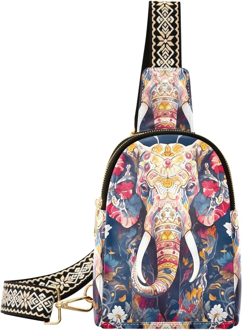 Cute Elephant Flower Sling Bag for Women Fanny Packs for Women Small Leather Fanny Pack Crossbody Bags Fashion Waist Packs Chest Bag for Travel 21340677