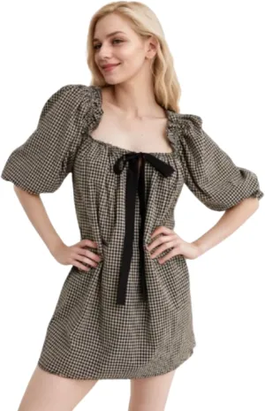 CUTEGAL Babydoll Dress for Women - Puff Sleeve, Bow, Fairy, Boho, Floral, Cute, Ruffle Mini Dress