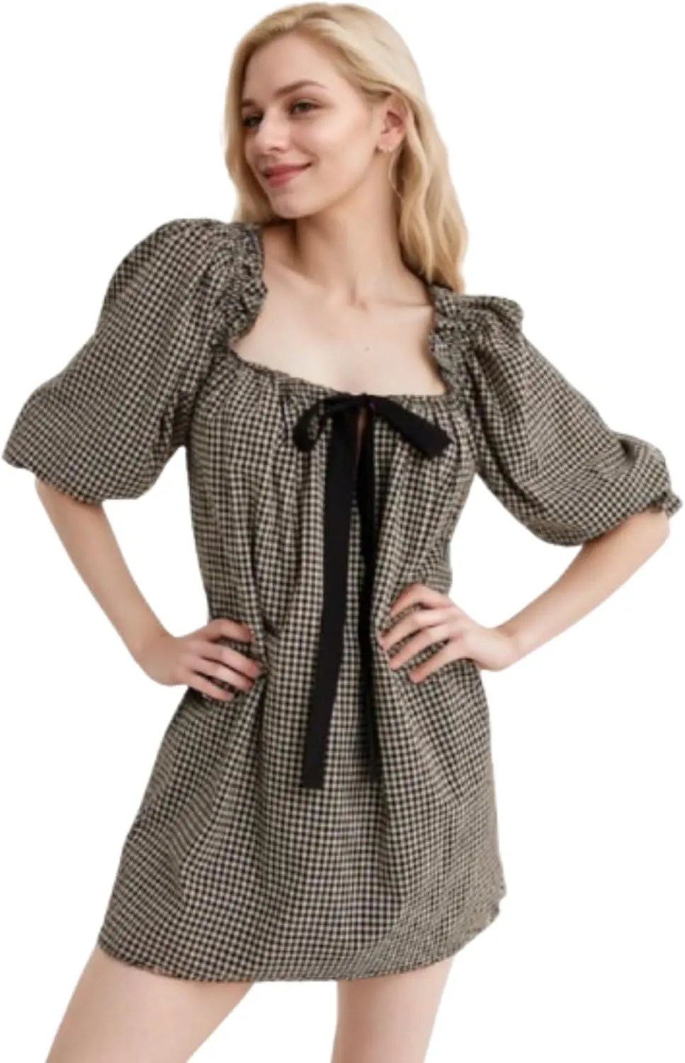 CUTEGAL Babydoll Dress for Women - Puff Sleeve, Bow, Fairy, Boho, Floral, Cute, Ruffle Mini Dress