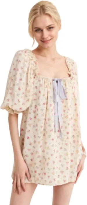 CUTEGAL Babydoll Dress for Women - Puff Sleeve, Bow, Fairy, Boho, Floral, Cute, Ruffle Mini Dress