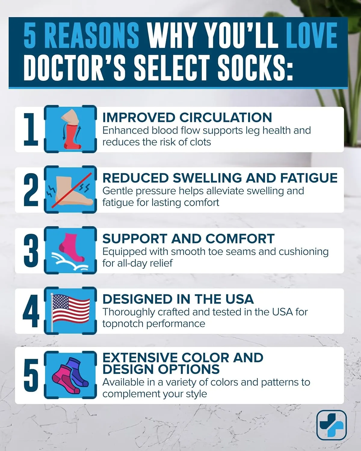 Doctor's Select 3 Pairs Plus Size Compression Socks Wide Calf | Bamboo Viscose Knee High Socks for Circulation Support | Nurses, Travel, Running | Blue, Teal, Dark Gray