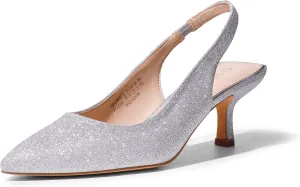 DREAM PAIRS Women??s Closed Toe Kitten Heels Pointed Toe Slingback Low Heels Dress Bridal Wedding Pumps Shoes