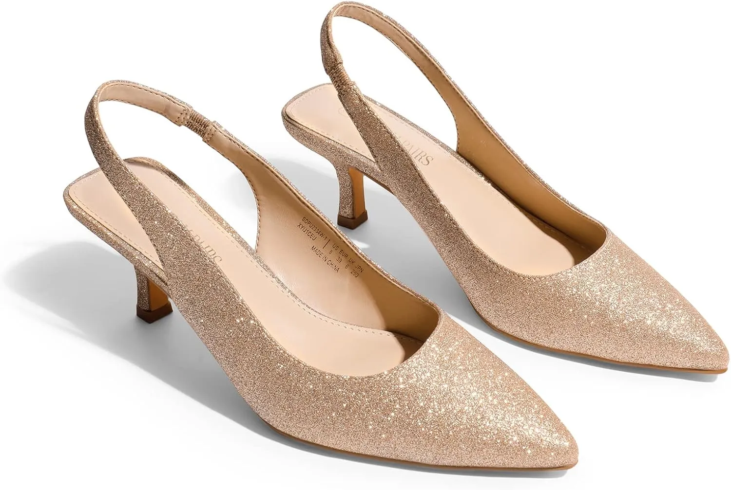 DREAM PAIRS Women??s Closed Toe Kitten Heels Pointed Toe Slingback Low Heels Dress Bridal Wedding Pumps Shoes