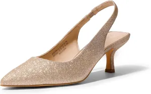 DREAM PAIRS Women??s Closed Toe Kitten Heels Pointed Toe Slingback Low Heels Dress Bridal Wedding Pumps Shoes