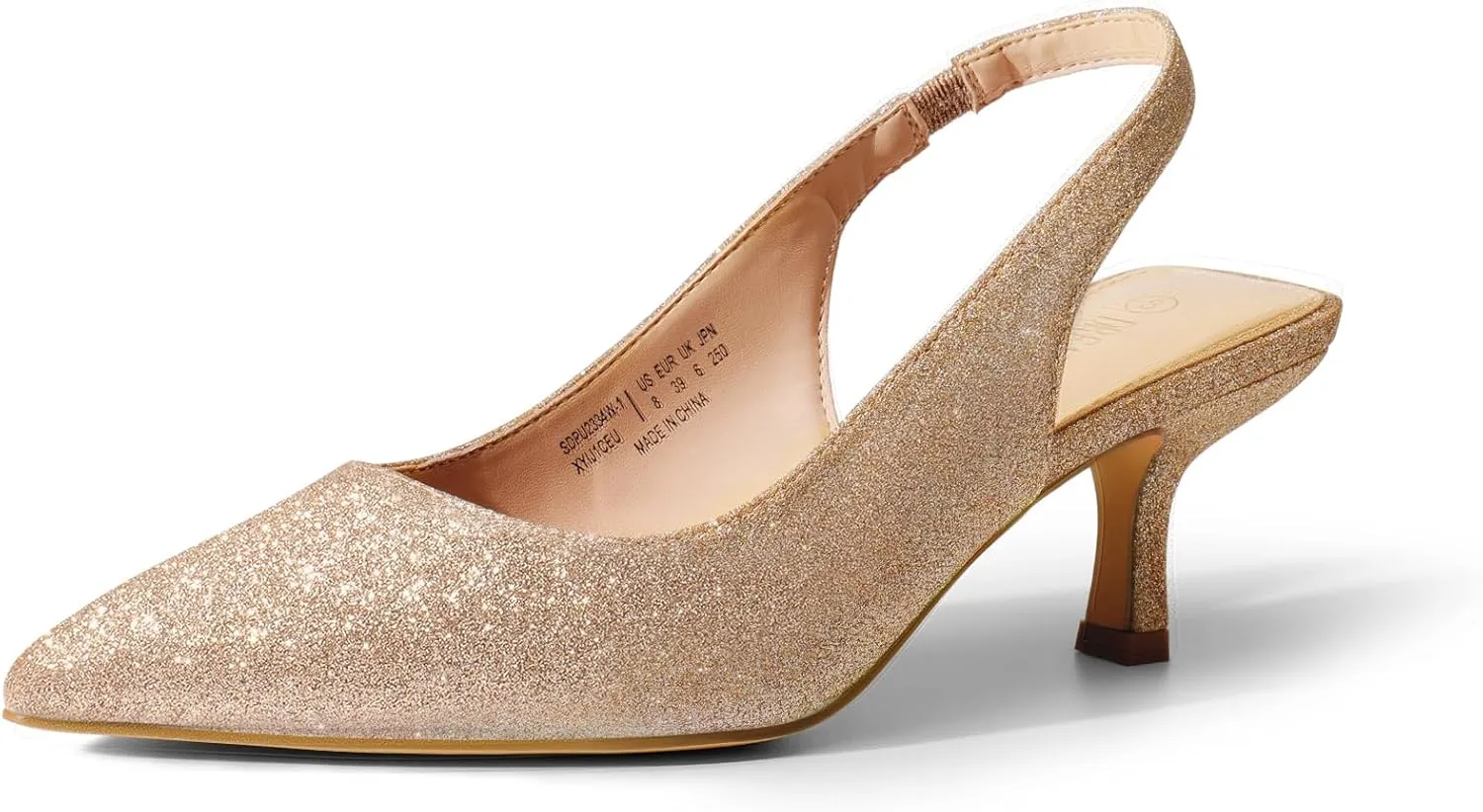 DREAM PAIRS Women??s Closed Toe Kitten Heels Pointed Toe Slingback Low Heels Dress Bridal Wedding Pumps Shoes