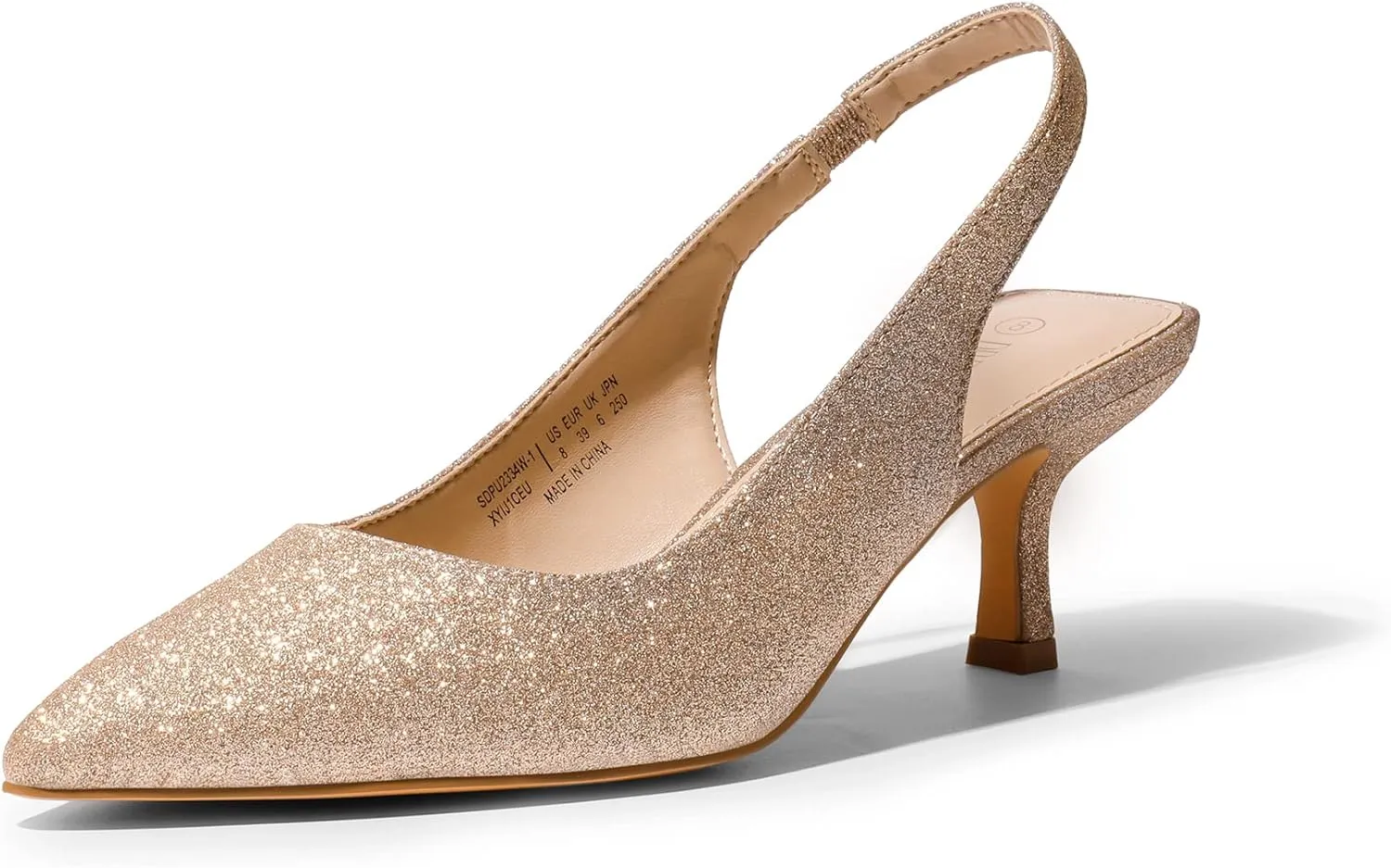 DREAM PAIRS Women??s Closed Toe Kitten Heels Pointed Toe Slingback Low Heels Dress Bridal Wedding Pumps Shoes