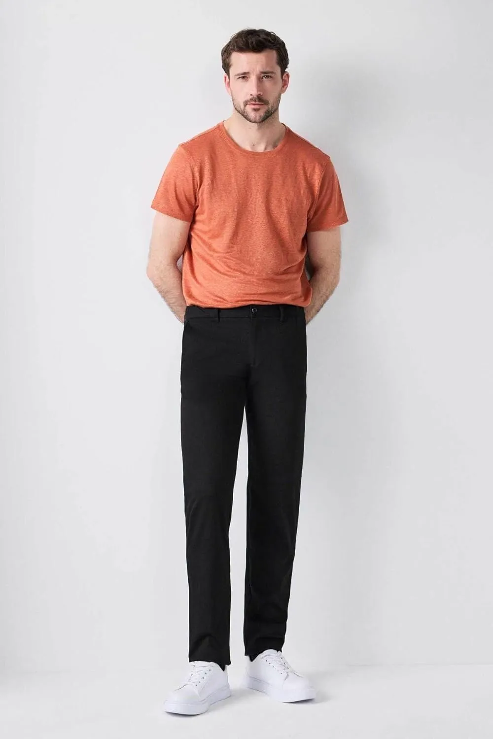D'S DAMAT Men's Slim Fit Dobby Chino Pants, Stretch, Comfortable, Durable, Classic Denim Jean for Everyday Wear, 38-54