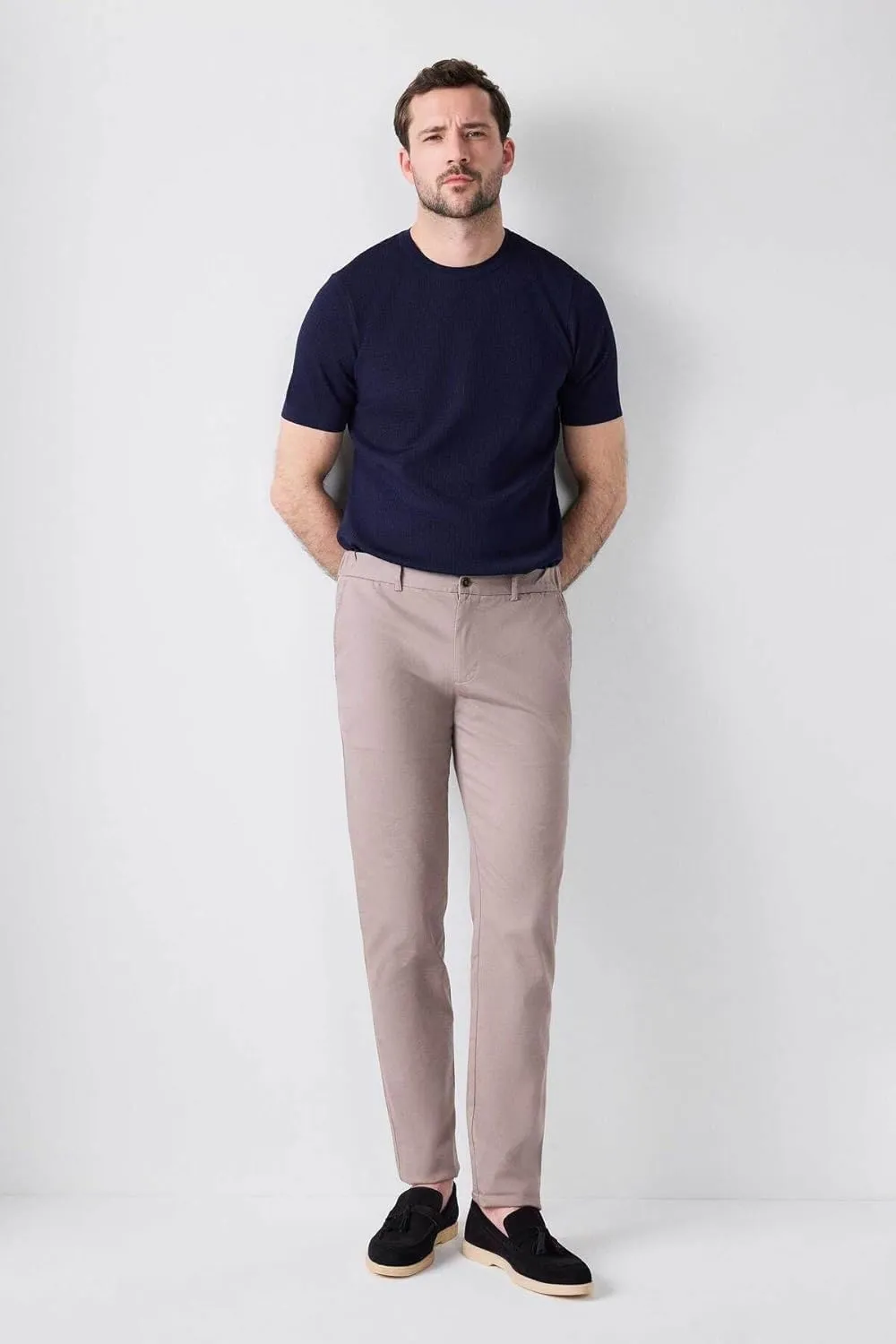 D'S DAMAT Men's Slim Fit Dobby Chino Pants, Stretch, Comfortable, Durable, Classic Denim Jean for Everyday Wear, 38-54