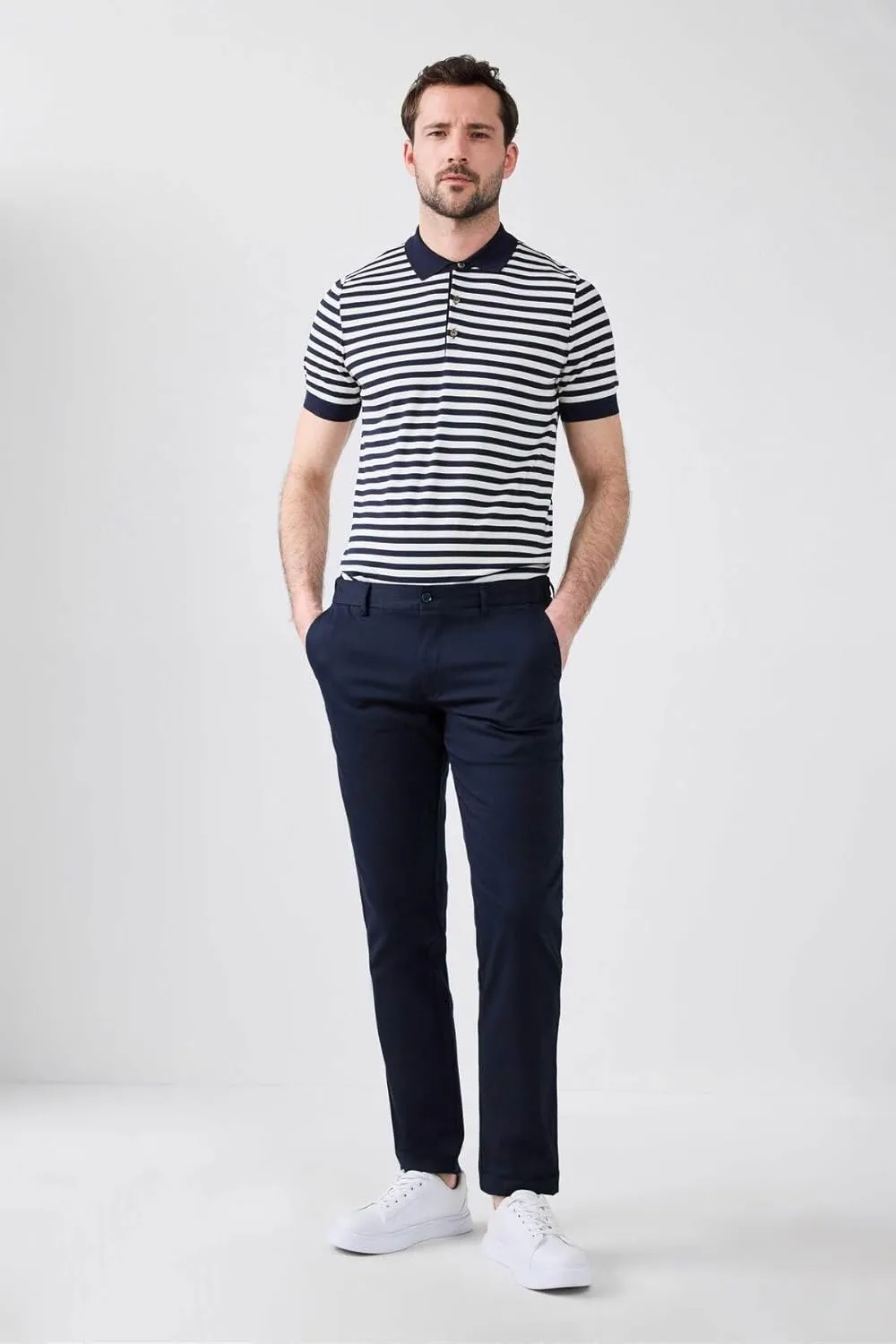 D'S DAMAT Men's Slim Fit Dobby Chino Pants, Stretch, Comfortable, Durable, Classic Denim Jean for Everyday Wear, 38-54