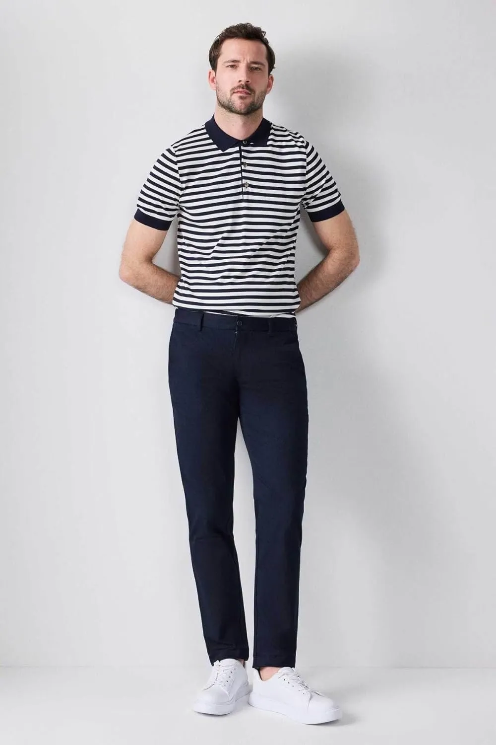 D'S DAMAT Men's Slim Fit Dobby Chino Pants, Stretch, Comfortable, Durable, Classic Denim Jean for Everyday Wear, 38-54