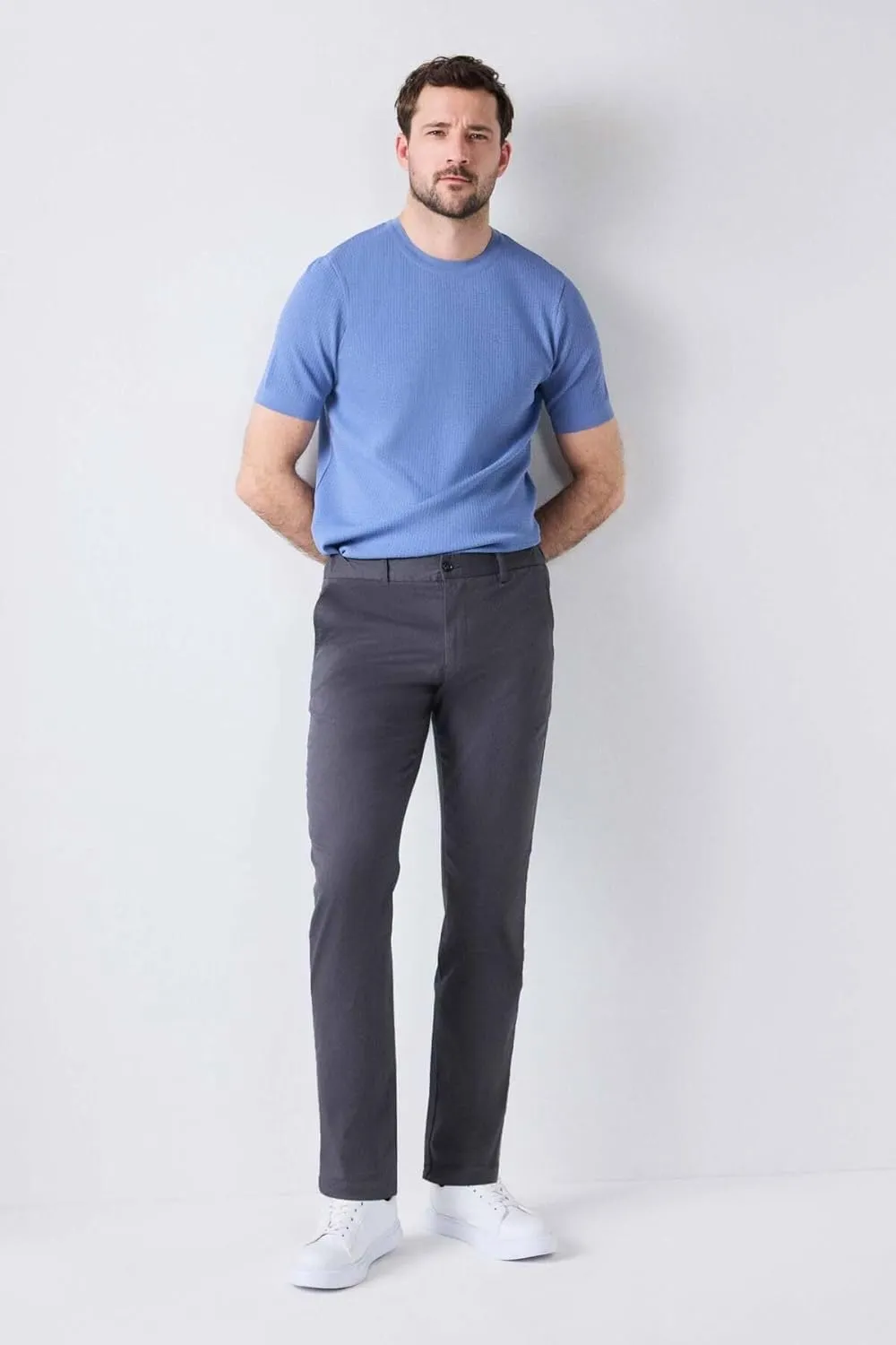 D'S DAMAT Men's Slim Fit Dobby Chino Pants, Stretch, Comfortable, Durable, Classic Denim Jean for Everyday Wear, 38-54