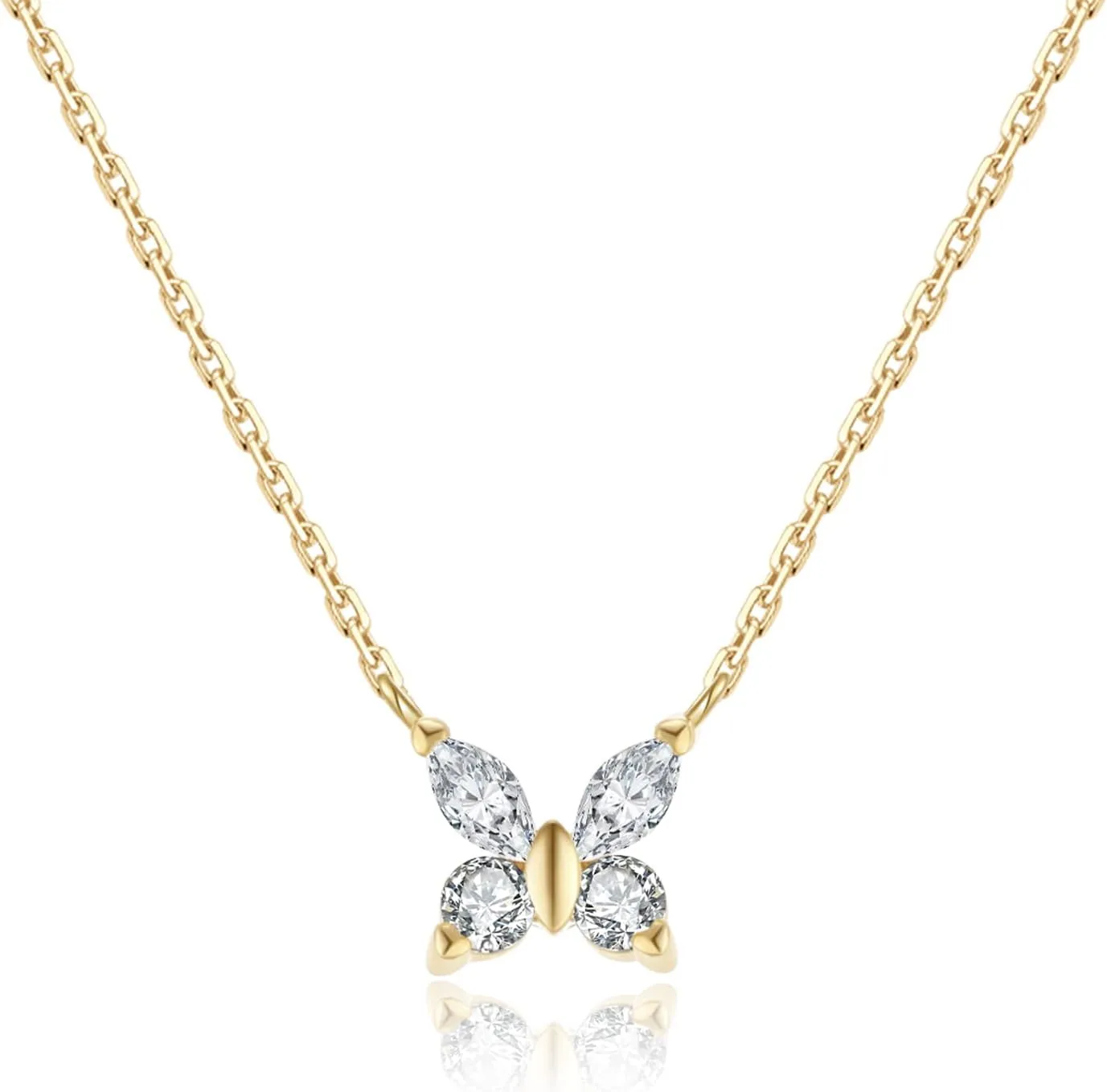 E Heart Dangle Earrings for Women   E 14k Gold Plated Necklaces for Women, Butterfly Necklace Dainty Cubic Zirconia Hypoallergenic Butterfly Pendants