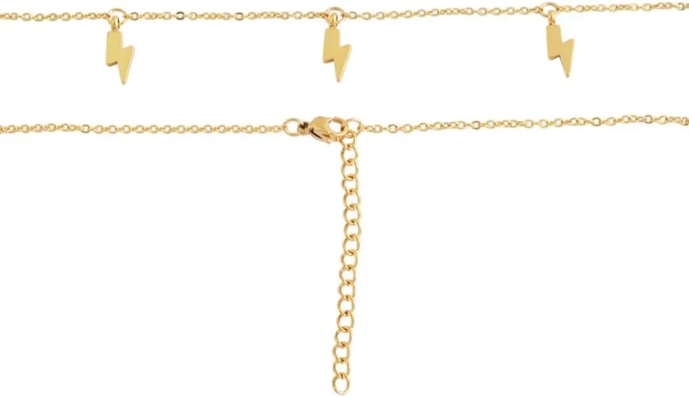 Edforce 18k Gold Plated Lightning Bolt Pendant Necklace, 15" 2" Extender
