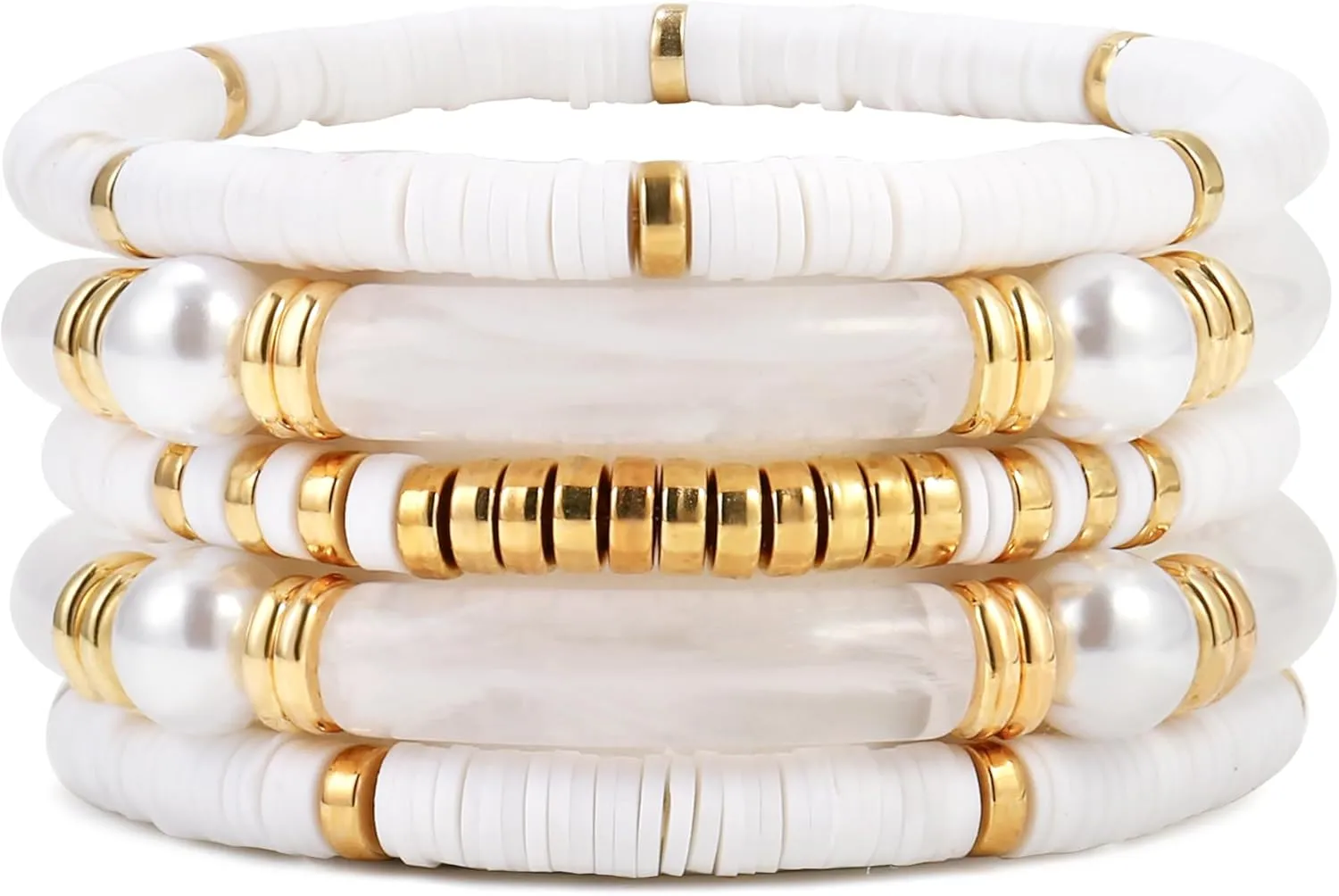 Elegance 11 designs colorful bracelets for women Surfer Thick Tube Heishi Summer Beach Beaded Stackable Boho Stretch Bracelets