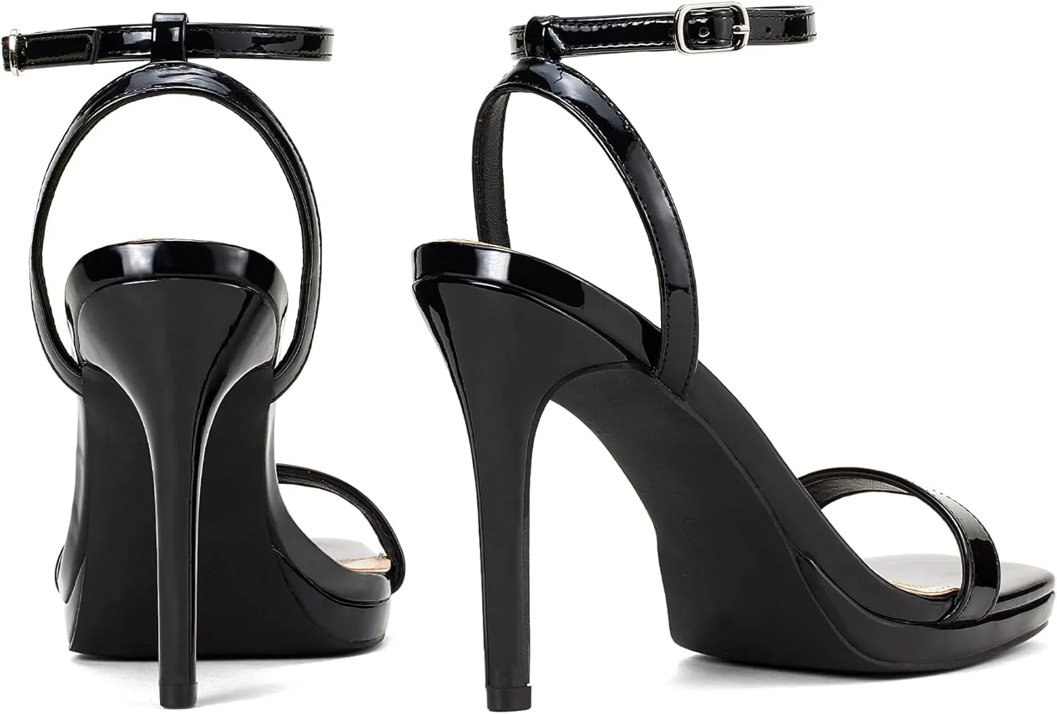 Elisabet Tang Women??s Stilettos Heeled Sandals Open Square Toe Heels,4.3 Inch Open Toe Strappy Sexy High Heels Ankle Strap Buckle Heels for Party Wedding Dress Daily Wear Shoes
