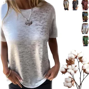 Emboadlie Gold Foil Short-Sleeved T-Shirt for Women Round Neck Casual Summer Top Soft & Breathable