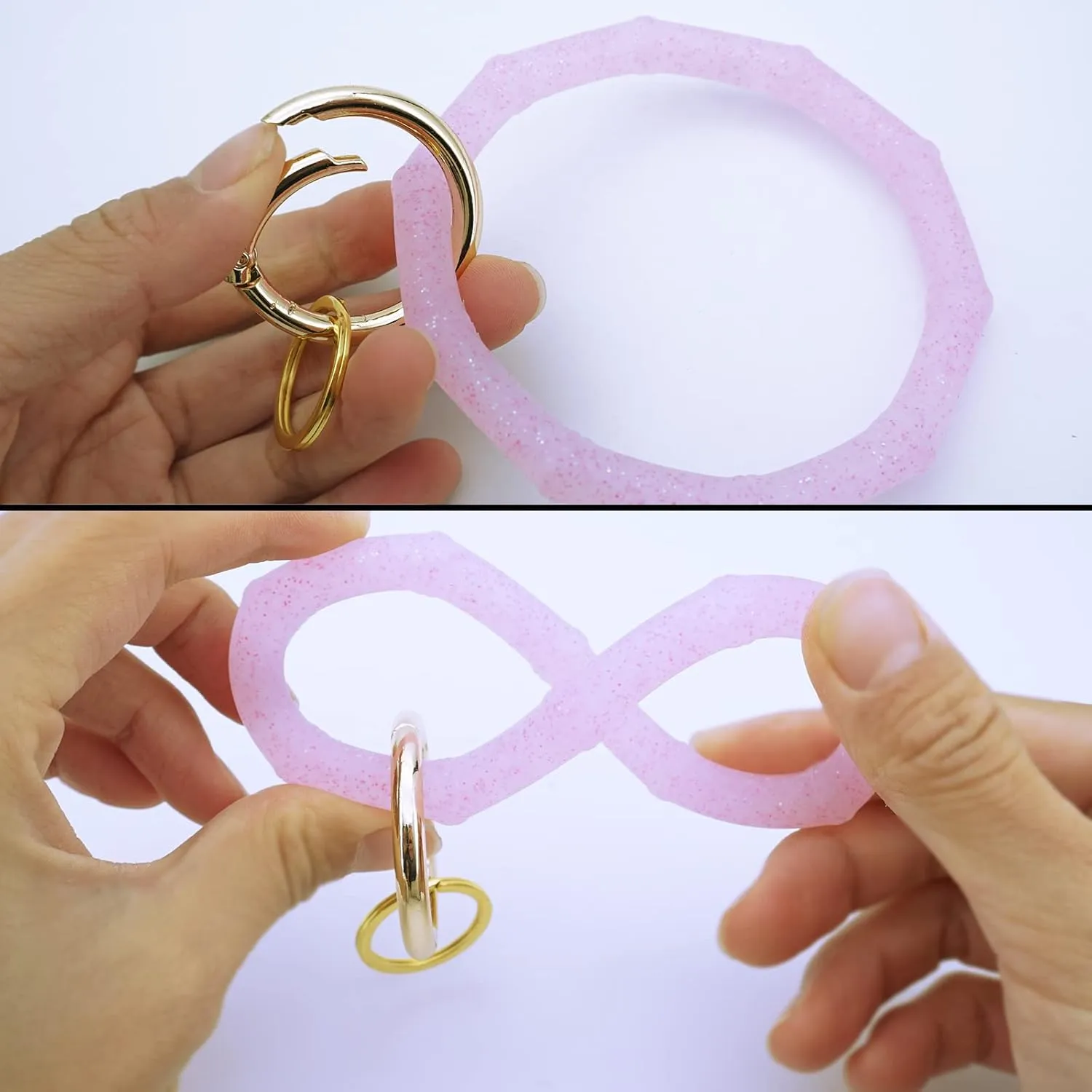 ETHOON Key Ring Bracelet Keychain Wristlet Keychain Bangle Bamboo Silicone Keyring for Women Girls