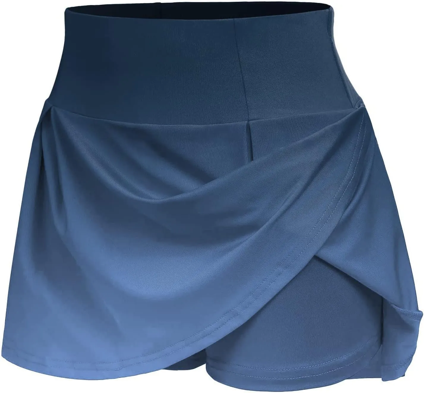 Fake Two Pieces Shorts for Women High Waisted Tummy Control Sports Yoga Short Casual Summer Ruffle Flowy Skirts Shorts