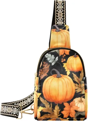 Fall Pumpkin Thanksgiving Sling Bag for Women Fanny Packs for Women Small Leather Fanny Pack Crossbody Bags Fashion Waist Packs Chest Bag for Travel 21341608