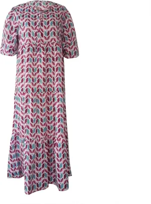 fanmpghleoo Boho Maxi Dresses for Women 2025 Casual Flowy Beach Bohemian Dress Geometric Half Sleeve Tiered Eyelet Dress