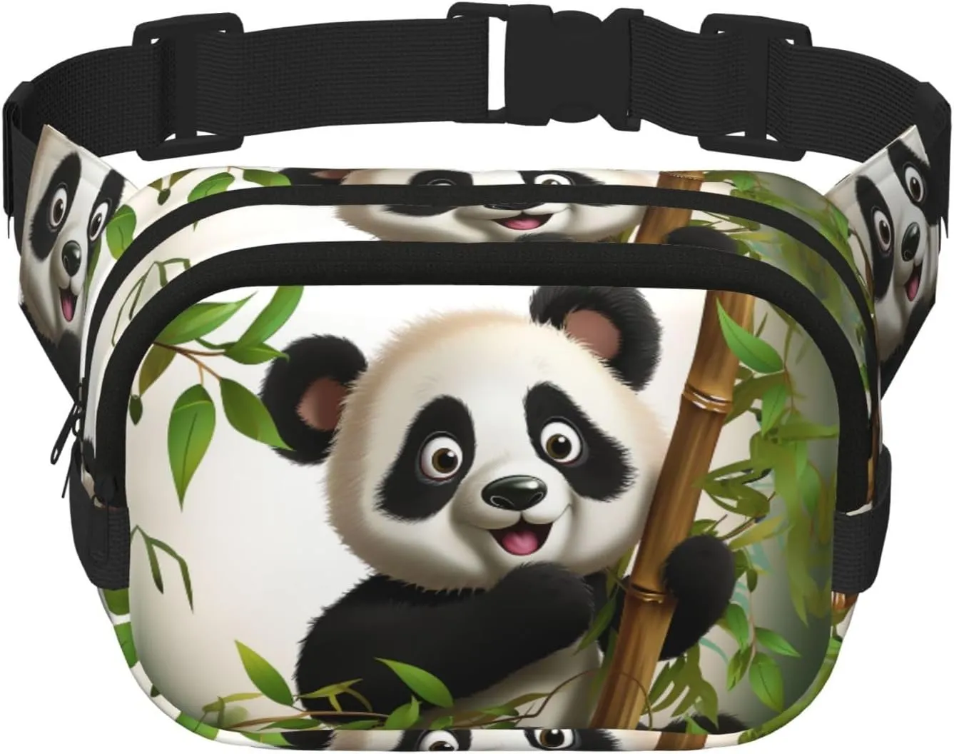 Fanny Pack For Women Men Waterproof Adjustable Belt Bags Waist Pack Fashion Crossbody Bags Cute Panda Climb Bamboo Bum Bag For Running Workout Hiking Traveling