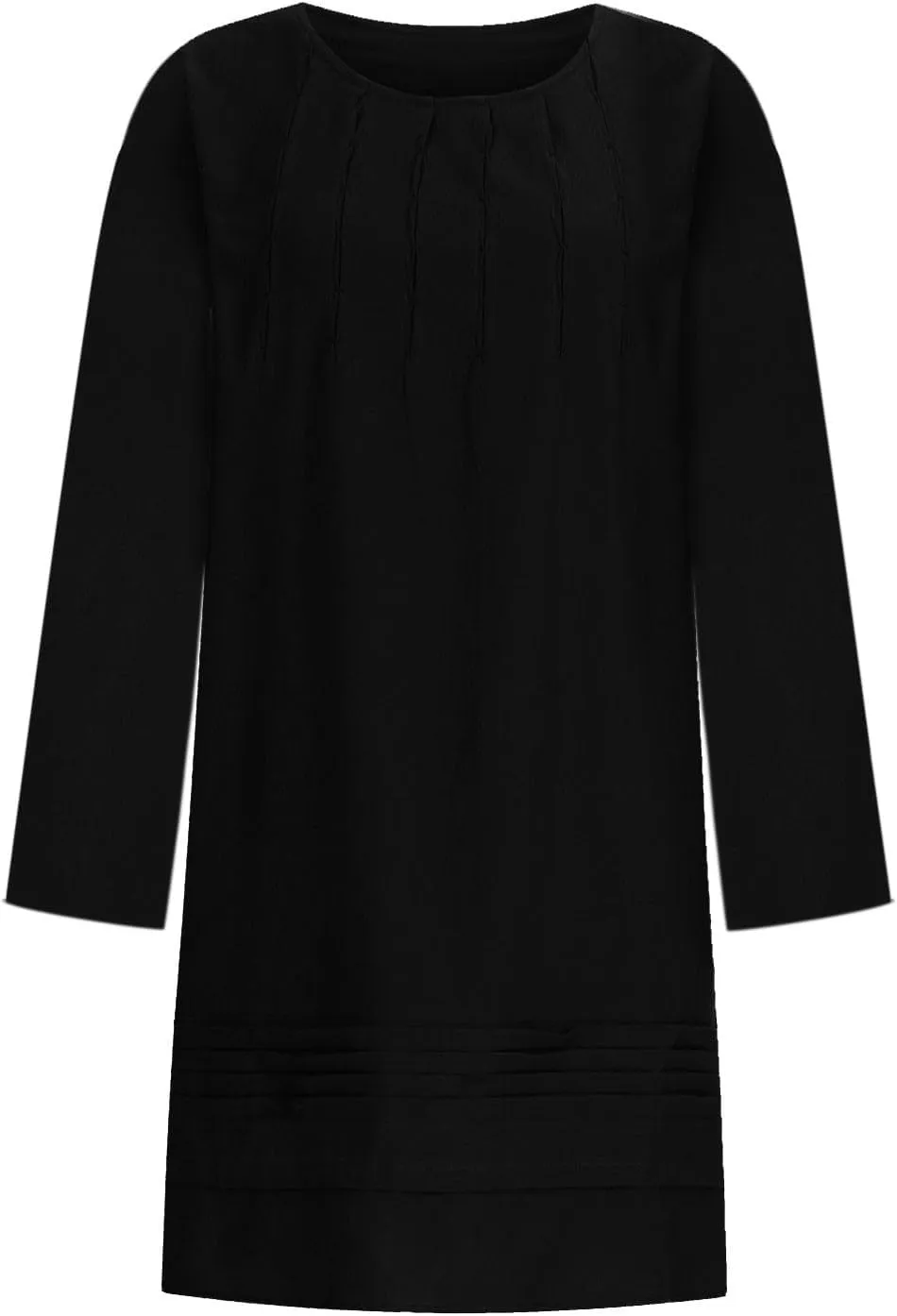 Finelylove Womens Summer Cotton Linen Dresses Short Flowy Beach Dress Long Sleeve Ruffled Shift Dress Casual Loose Sundress