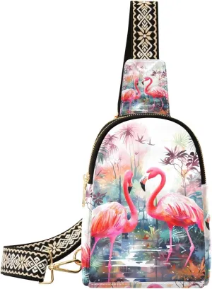 Flamingo Sling Bag for Women Fanny Packs for Women Small Leather Fanny Pack Crossbody Bags Fashion Waist Packs Chest Bag for Travel 21341012