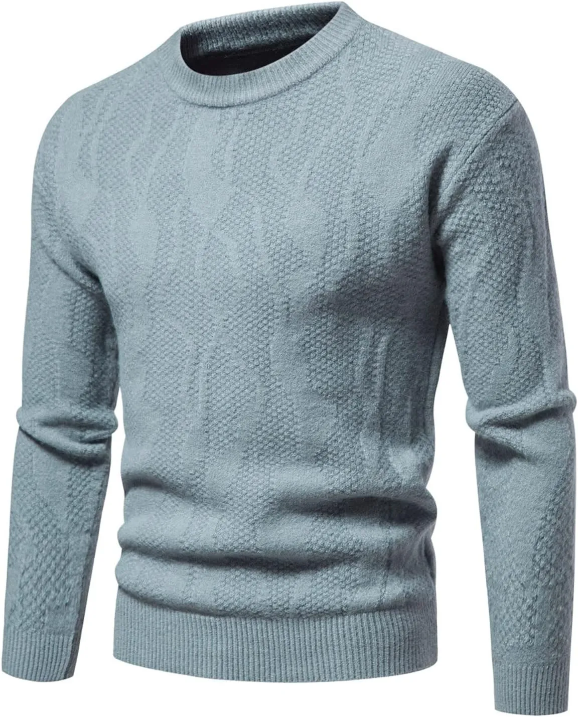 Flannel Coat Men Mens Winter Fashion Casual Knitted Wool Round Neck Solid Color Coat Covers Garment Bag
