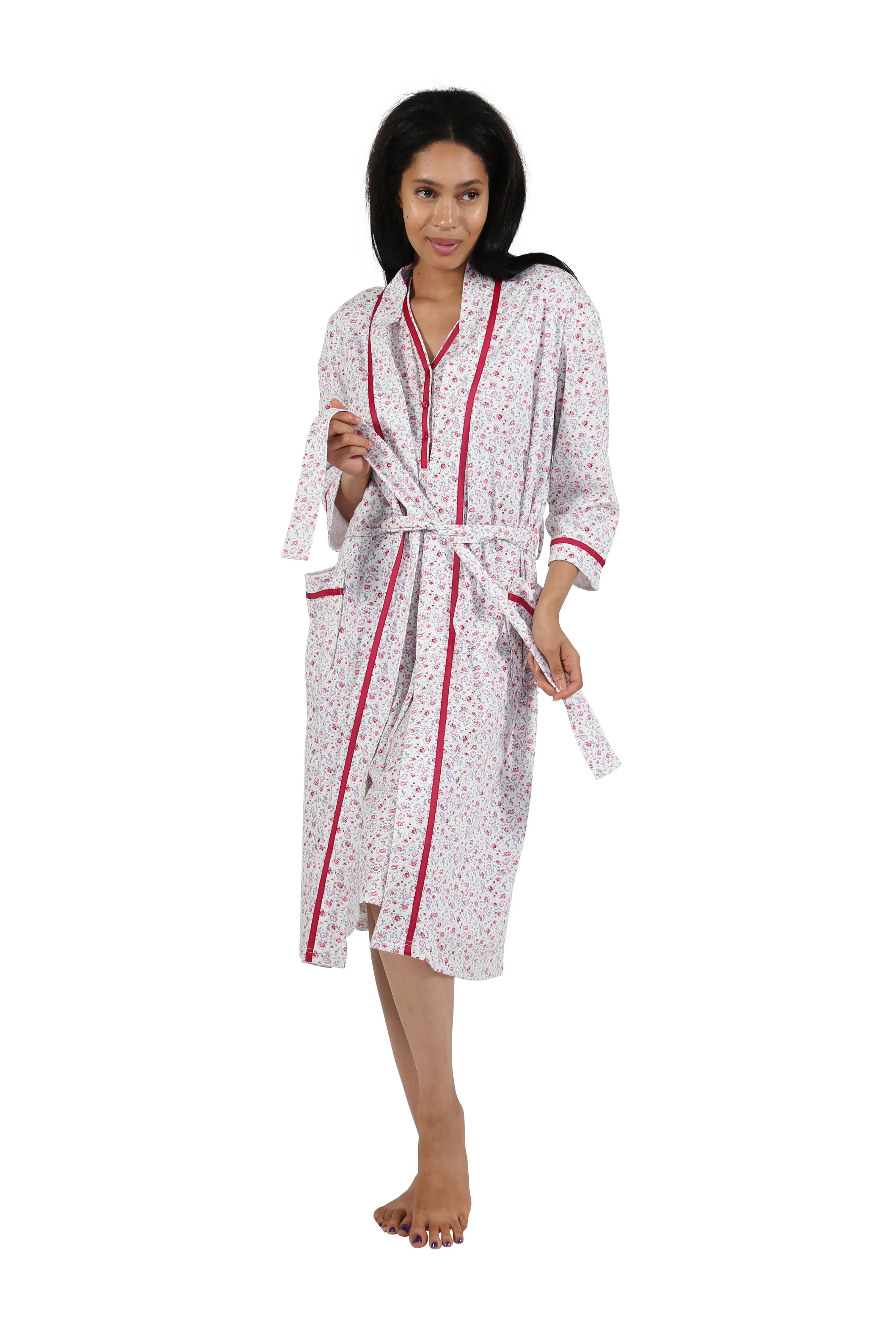 Floral Print Knit Robe