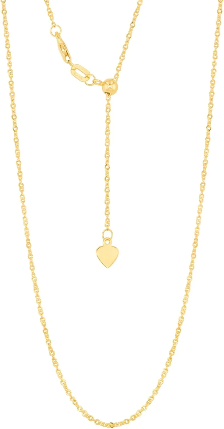 Floreo 14k Yellow Gold or White Gold 1.4mm Singapore Adjustable Chain Necklace