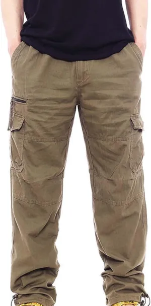GIERIDUC Men's Drawstring Waist Cargo Pants Sweatpants Men Zipper Pockets Tactical Clothing for Men Heavyweight Joggers Mens