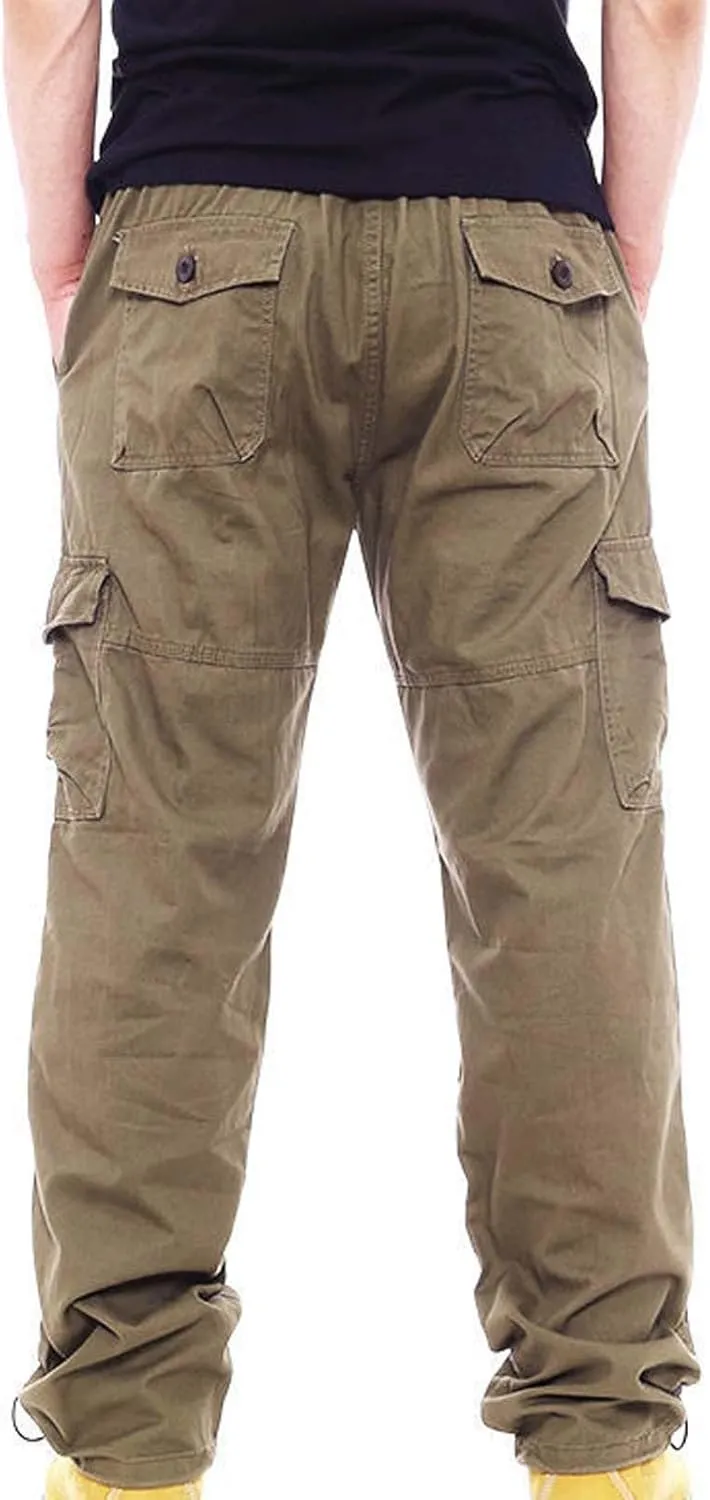 GIERIDUC Men's Drawstring Waist Cargo Pants Sweatpants Men Zipper Pockets Tactical Clothing for Men Heavyweight Joggers Mens