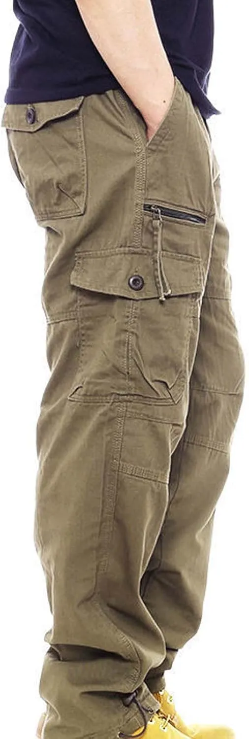 GIERIDUC Men's Drawstring Waist Cargo Pants Sweatpants Men Zipper Pockets Tactical Clothing for Men Heavyweight Joggers Mens