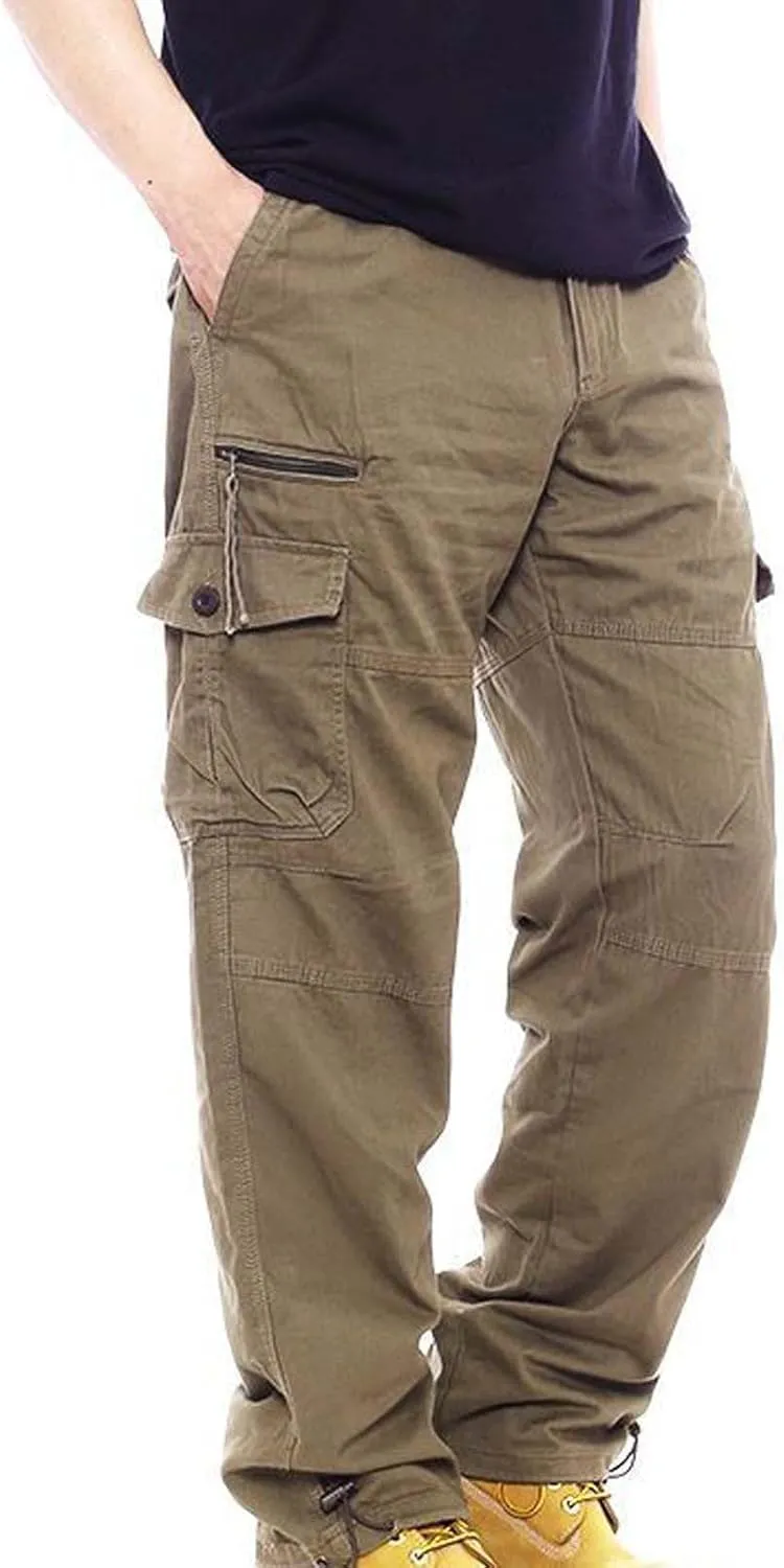 GIERIDUC Men's Drawstring Waist Cargo Pants Sweatpants Men Zipper Pockets Tactical Clothing for Men Heavyweight Joggers Mens