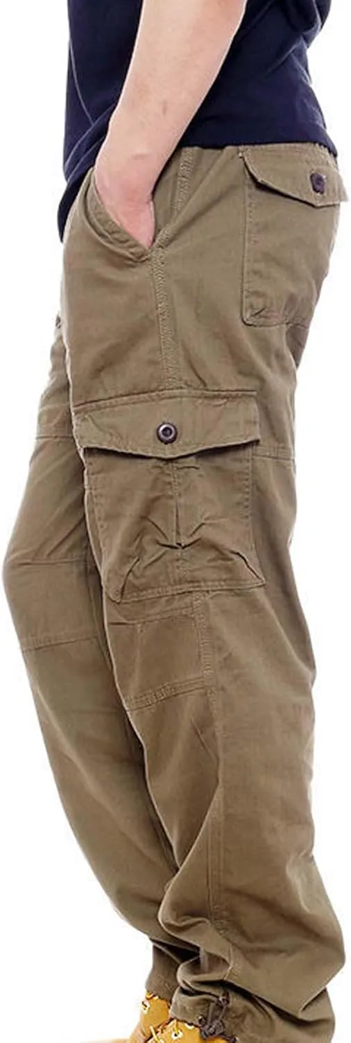 GIERIDUC Men's Drawstring Waist Cargo Pants Sweatpants Men Zipper Pockets Tactical Clothing for Men Heavyweight Joggers Mens