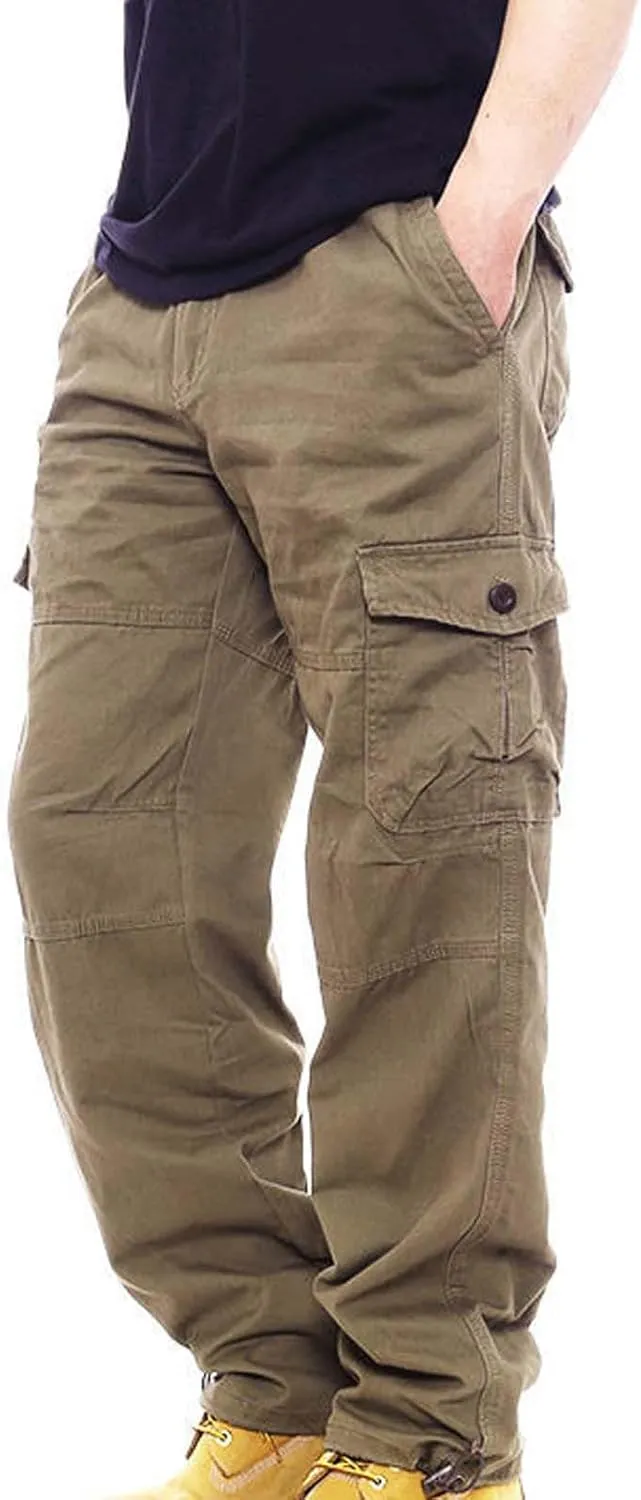 GIERIDUC Men's Drawstring Waist Cargo Pants Sweatpants Men Zipper Pockets Tactical Clothing for Men Heavyweight Joggers Mens