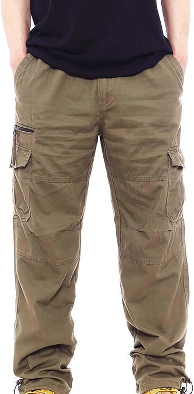 GIERIDUC Men's Drawstring Waist Cargo Pants Sweatpants Men Zipper Pockets Tactical Clothing for Men Heavyweight Joggers Mens